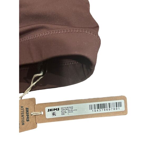 skims  Skims Signature Swim Tank Bikini Top in Cocoa size large NWT - Picture 4 of 5